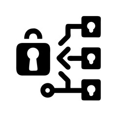 Poster - Security access control system with padlock and key flow chart diagram illustration design