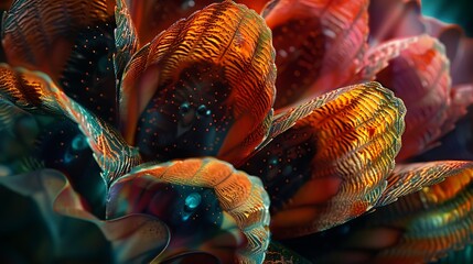 Poster - Close up of an abstract textured pattern in orange and teal