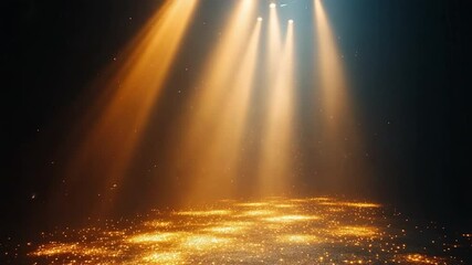Poster - Spotlight and Shadow: A dramatic composition of light and shadow, featuring beams of golden light piercing through the darkness, illuminating the scene with an ethereal glow.