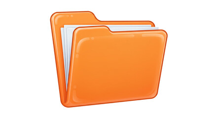 Leinwandbilder - Orange file folder icon with papers documents organization illustration clipart file graphic data