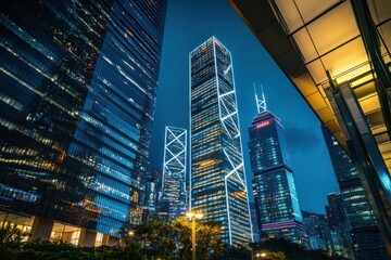 Poster - stunning city downtown night view showcasing modern urban architecture and vibrant skyline, city dow