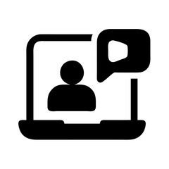 Poster - Online video call meeting conference webinar laptop person talking communication icon vector design