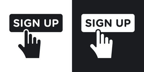 Poster - Signup icons. flat style design.