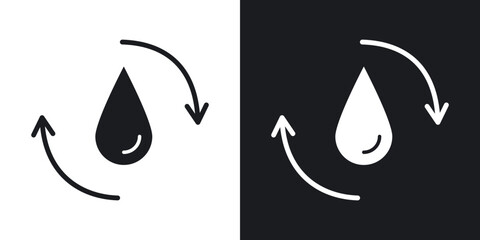 Poster - Recycle water icons. flat style design.