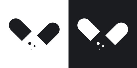 Poster - Open Capsule icons. flat style design.