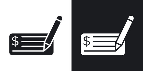 Poster - Money check icons. flat style design.