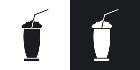 Poster - Milk shake icons. flat style design.