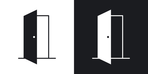 Poster - Entrance door icons. flat style design.