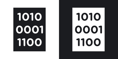Poster - Binary code icons. flat style design.