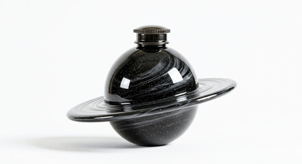 Aufkleber - Glass planet model with rings rotating on white background