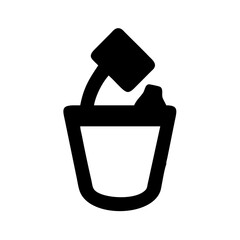 Poster - Pouring container liquid fluid bucket water beverage drink glass cup kitchenware design vector