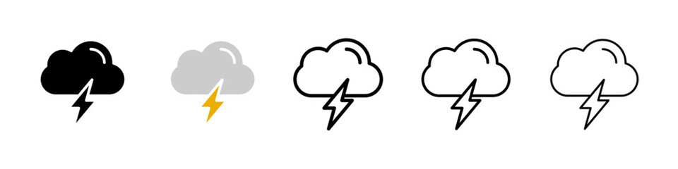 Poster - Thunderstorm icon. Thin lines isolated