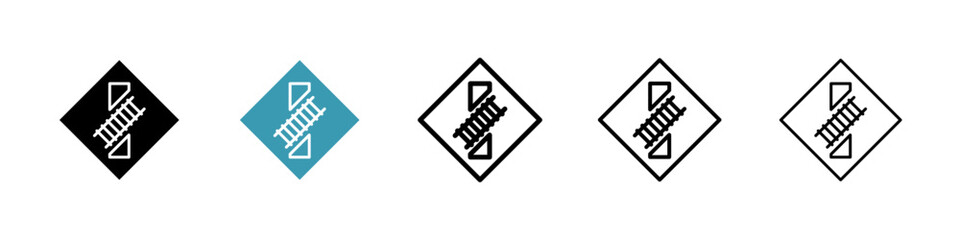 Poster - Railroad crossing sign icon. Thin lines isolated