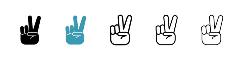 Poster - Hand peace icon. Thin lines isolated