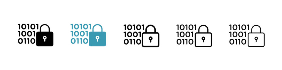 Poster - Binary Lock icon. Thin lines isolated