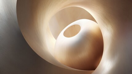 Poster - Abstract Wooden Sculpture: Curves and Light - A modern, minimalist sculpture featuring organic curves, interplay of light and shadow, and a sense of depth and mystery. Symbolizing: flow, growth