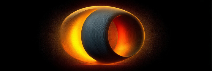 Poster - Glowing Orb Abstract Design - Abstract of a glowing orange and gray orb on a black background. Perfect for technology, science, or energy themes
