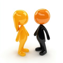 Poster - Two simple figures, one orange and one black, standing side-by-side.