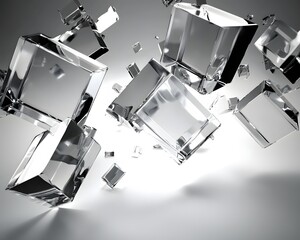 Wall Mural - Shattering Glass Cubes Abstract Background