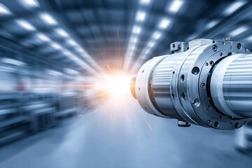 Poster - industrial machine component speed - close-up of a high-speed industrial machine component in a fact