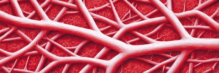 Poster - Intricate Vascular Network - Microscopic view of a complex network of blood vessels, showcasing intricate branching patterns and textures