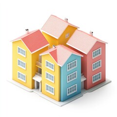Poster - Colorful miniature residential buildings in a square arrangement.