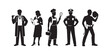 © rs_studios - Jobs and Occupations Icon Set Vector Black Silhouettes of Doctors Teachers Chefs Police and Construction Workers
