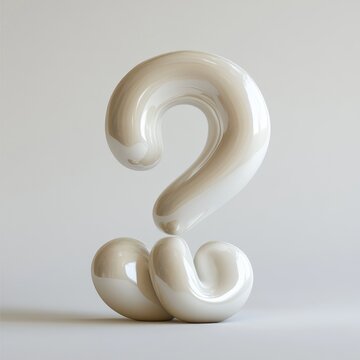 Abstract three-dimensional question mark in a light beige color.