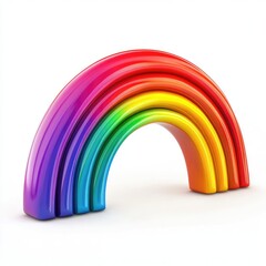 Poster - Colorful, glossy rainbow arch against a bright backdrop.