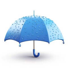 Poster - A  3D rendering of a blue umbrella with water droplets.