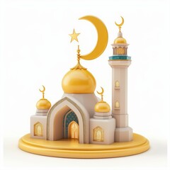 Poster - Stylized three-dimensional model of a mosque.