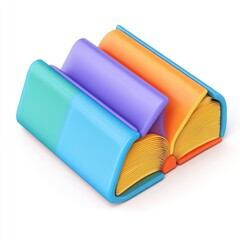 Poster - Colorful, three-dimensional book icon with open pages.