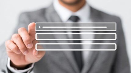 Poster - Online Form Submission Process - Businessperson interacting with a online form, showcasing ease of data entry and submission