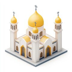 Poster - Isometric illustration of a religious building.