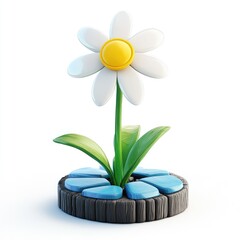 Poster - 3d stylized flower with colorful base.