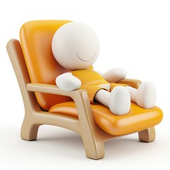 Poster - Relaxing figure seated in an orange armchair.