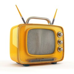 Poster - Retro television set in vibrant yellow color.