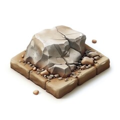 Poster - Detailed illustration of a weathered rock on a stone platform.