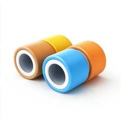 Poster - Colorful, cylindrical objects arranged on a white background.