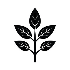 Poster - Simple black silhouette plant leaves nature growth