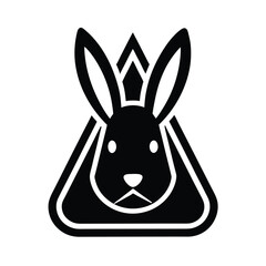Poster - Geometric rabbit design minimalist black logo