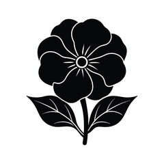 Poster - Simple Black Silhouette Flower Icon, Botanical Illustration, Floral Design