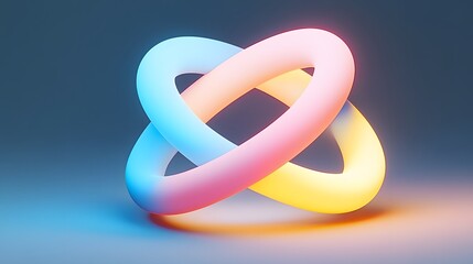 Wall Mural - Abstract Neon Rings Intertwined Modern Art Background