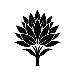 Poster - Elegant black silhouette stylized flower tree design