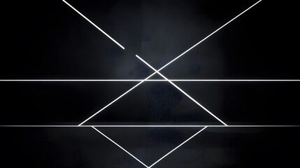 Wall Mural - Abstract Dark Geometric Background Neon Lines Glowing White Lines