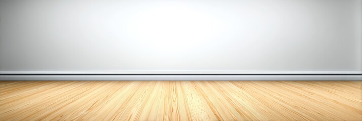 Poster - Empty Room Interior With Natural Light - Clean, minimalist interior design, showcasing a light wood floor, white walls, and natural light. Represents simplicity, space, potential, new beginnings