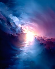 Wall Mural - A radiant and ethereal depiction of a bright sun surrounded by beautiful clouds