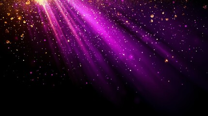 Aufkleber - Abstract background with purple and gold light rays and sparkles.