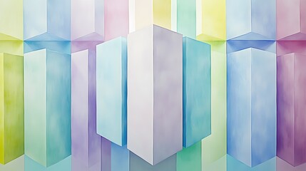 Wall Mural - Abstract Pastel Geometric Shapes Cityscape Background