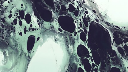 Wall Mural - Abstract Green and Black Fluid Art Painting